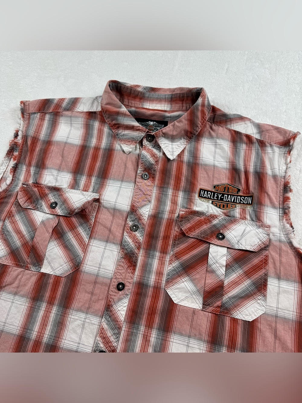Harley-Davidson button down sleeveless shirt men’s 3XL plaid blowout multicolor